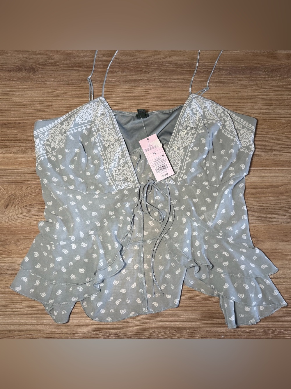 Light Gray Floral Lace-Trim open Top - Wild Fable